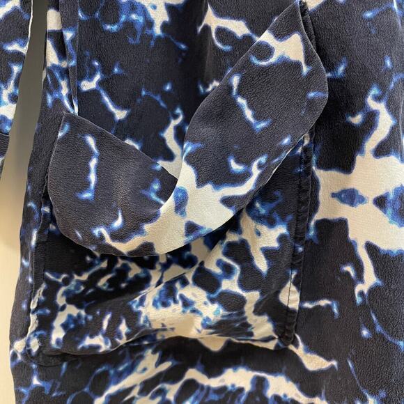 Rare Intermix Roxy Silk Romper S | Blue Abstract Print, Button Front, 100% Silk - Picture 7 of 7